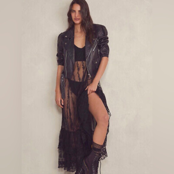 Free People Look At You Black Embroidered Maxi Slip Dress NEW - Picture 2 of 6